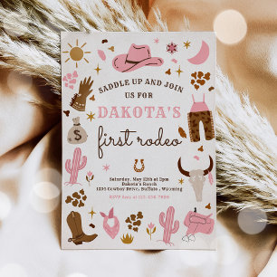 Cowgirl Wild West Rodeo Ranch Birthday Party Invitation
