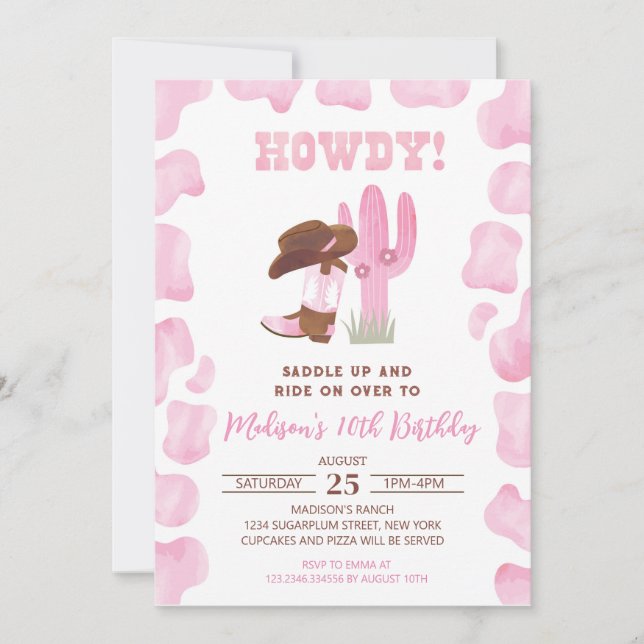Cowgirl Wild West Western Invitations d'anniversai (Devant)