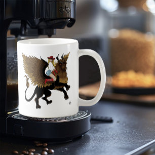 Cowgirl Winged Lion Fantasy Red Coffee Mug