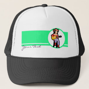 Cowgirl with Guitar; Colourful Trucker Hat
