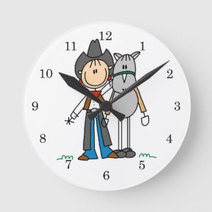Cowgirl With Horse T-shirts and Gifts Round Clock