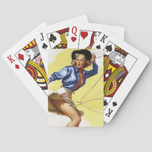 Cowgirl with Lasso Playing Cards