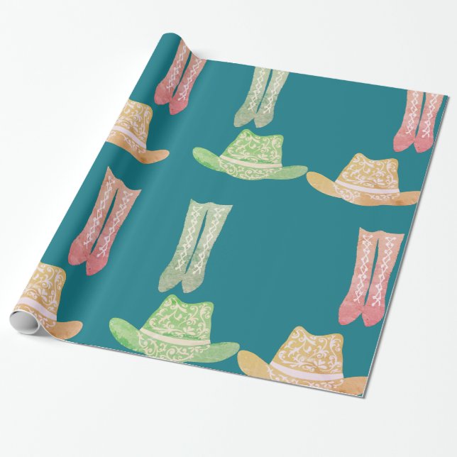 Cowgirl Wrapping Paper (Unrolled)