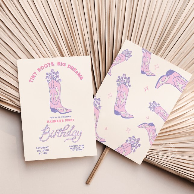 Cowgirls Birthday Invitation Tiny Boots Big Dreams (Cowgirs Birthday Invitation Tiny Boots Big Dreams)