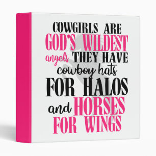 Cowgirls God Angels Pink Western Cute Horse Binder