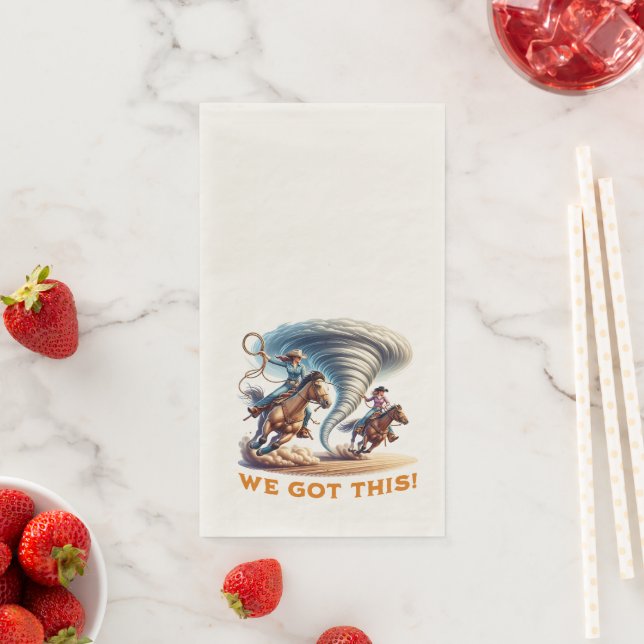 Cowgirls Roping Tornado "We Got This!" Napkin (Insitu)