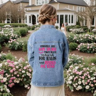 Cowgirls Typography Pink  Denim Jacket