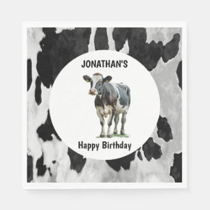 Cowhide  Black and white Napkin