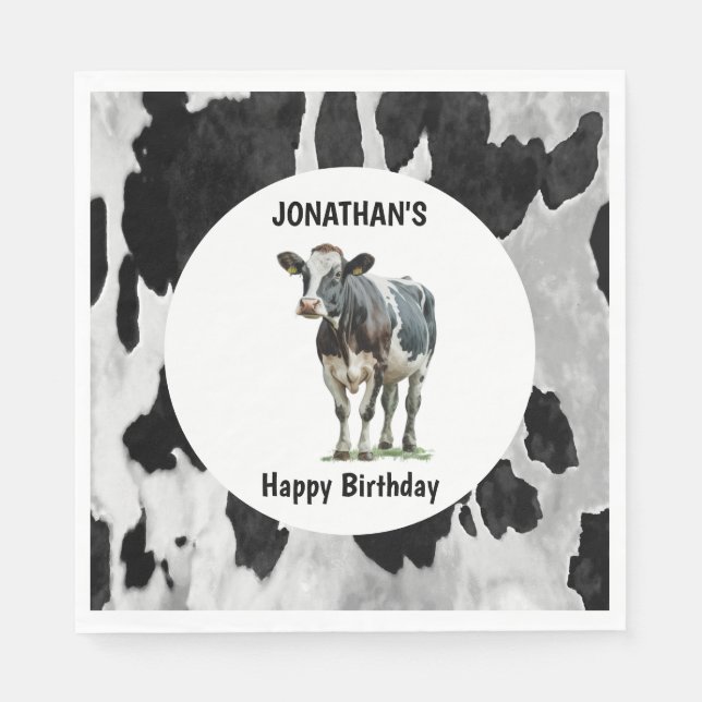 Cowhide  Black and white Napkin (Front)