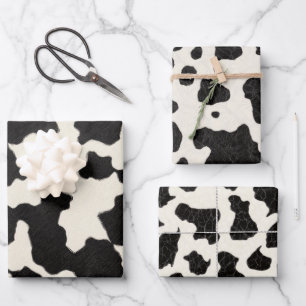 Cowhide Black and White Wrapping Paper Sheet