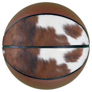 Cowhide Brown White Basketball