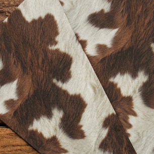 Cowhide Brown White Leather Cow Fur Tissue Paper