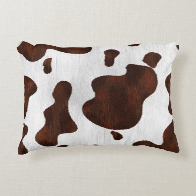 Cowhide Faux Hair Western Leather Spotted Pattern Decorative Pillow (Front)
