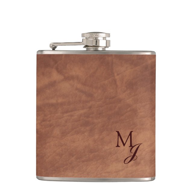 Cowhide Faux Leather Hip Flask (Front)