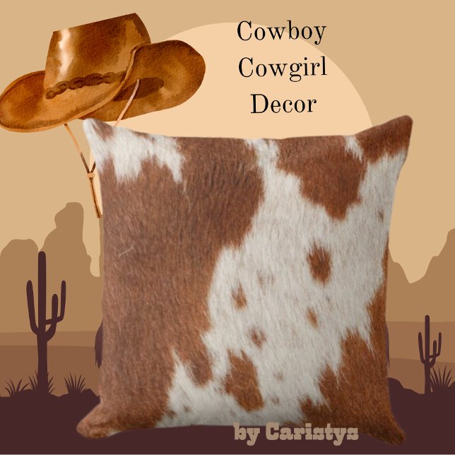 Cowhide Faux Throw Pillow (Creator Uploaded)