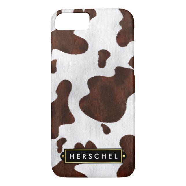Cowhide Faux Western Leather Spotted Personalized Case-Mate iPhone Case (Back)