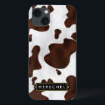 Cowhide Faux Western Leather Spotted Personalized iPhone 13 Case<br><div class="desc">Whether you're a rancher, a cowboy / cowgirl or just someone who loves American old west themes, this spotted brown and white cow hide pattern Samsung phone case is perfect for matching your western style. The animal print graphic is made to look like the fur / hair of cattle. This...</div>