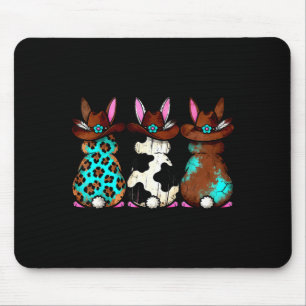 Cowhide leopard turquoise howdy easter western mouse pad