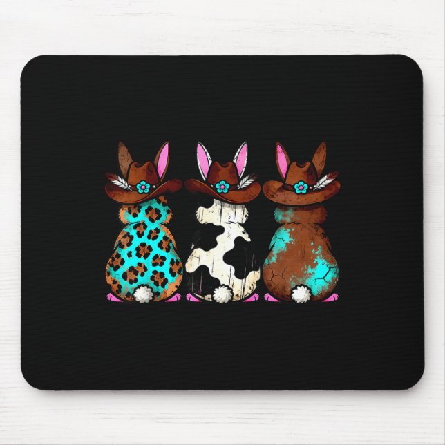 Cowhide leopard turquoise howdy easter western mouse pad (Front)