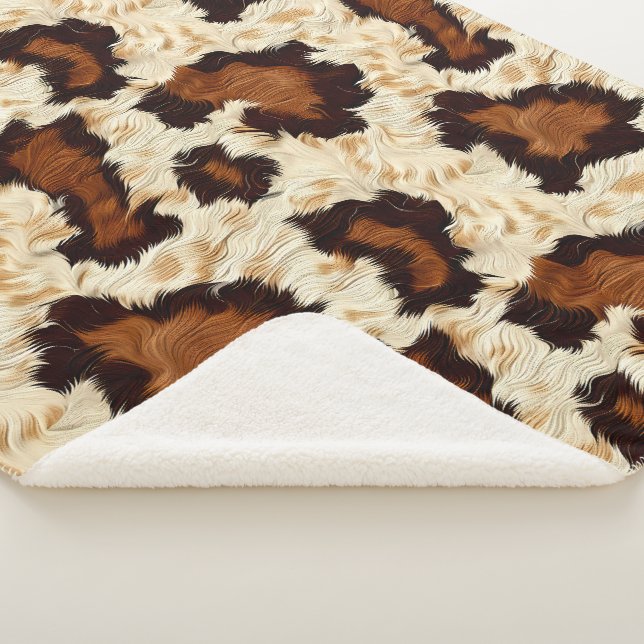 Cowhide Sherpa Fleece Blanket (3/4)