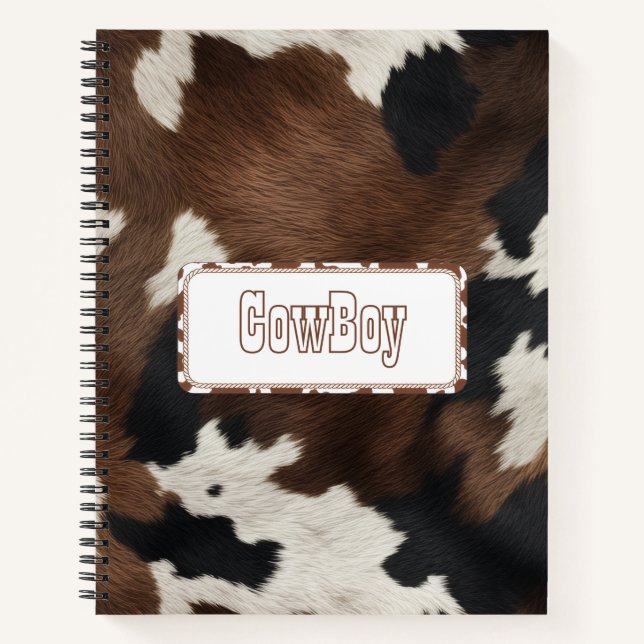 Cowhide Spiral Notebook – Western Cow Print Custom (Front)