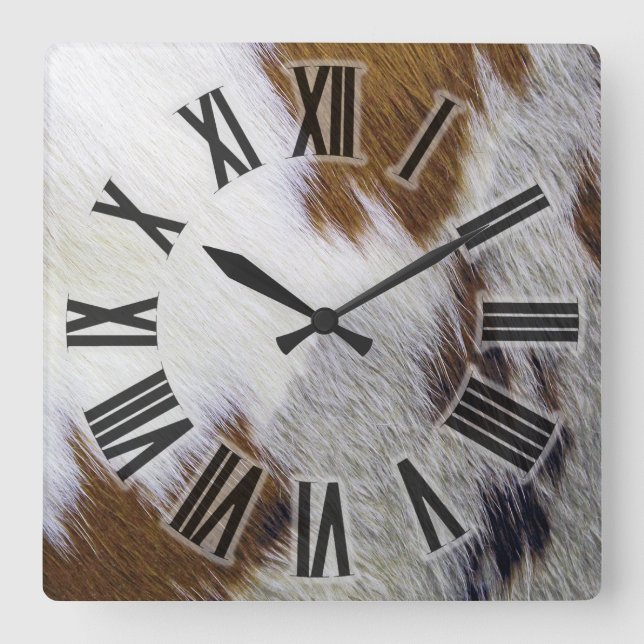 Cowhide Square Wall Clock (Front)