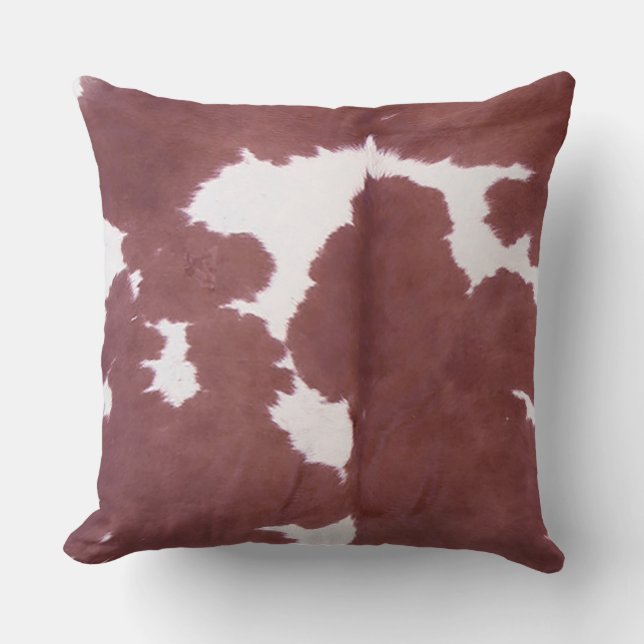 Cowhide Tan and White Pattern Print  Cushion (Front)