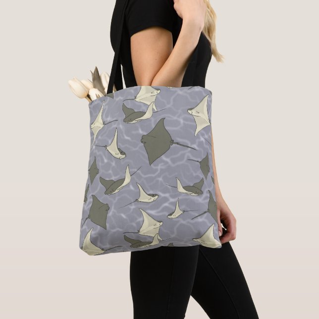 Cownose Stingray Ocean Pattern Tote Bag (Close Up)