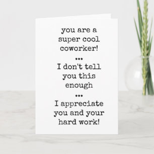 Coworker Appreciation Card, Text Only, Minimalist Card
