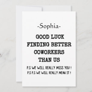 Coworker Boss Leaving ADD Funny Quote, Custom Announcement