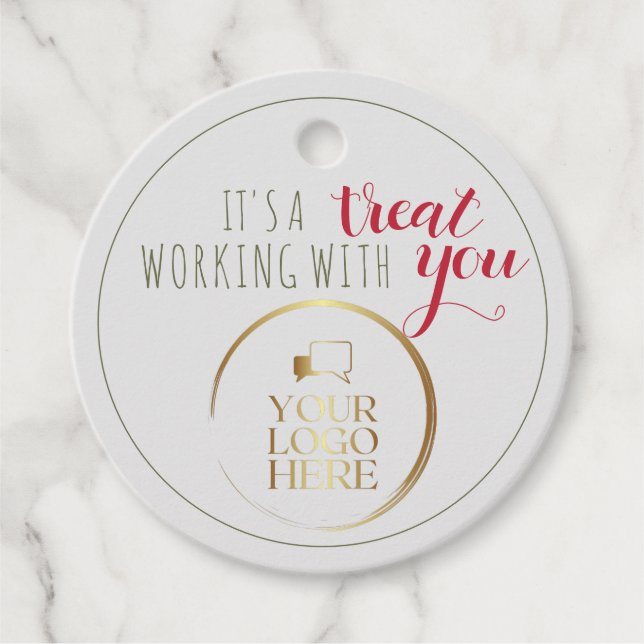 Coworker Christmas Business Logo Gift tag label (Front)