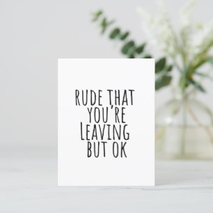 Coworker Leaving Gift Idea With Funny Saying Postcard