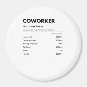 Coworkers & Colleagues Funny Nutrition Facts Essen Magnet