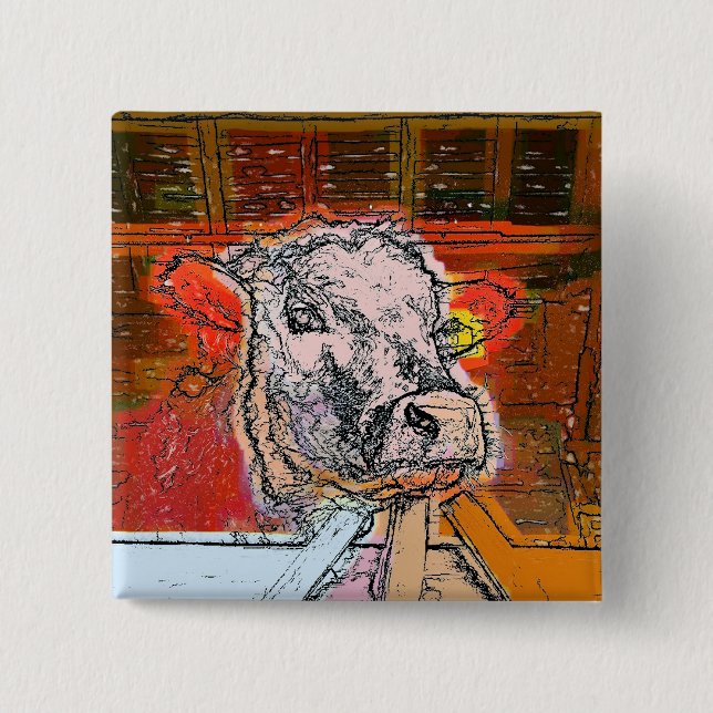 COWS 2 INCH SQUARE BUTTON (Front)