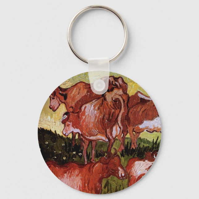 Cows (after Jordaens) by Vincent van Gogh Keychain (Front)