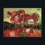 Cows (after Jordaens) by Vincent van Gogh Postcard<br><div class="desc">Cows (after Jordaens) by Vincent van Gogh is a vintage fine art post impressionism nature painting featuring brown milk cows grazing on grass in a meadow on a farm in Auvers-sur-Oise, France. About the artist: Vincent Willem van Gogh was a Post Impressionist painter whose work was most notable for its...</div>