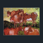 Cows (after Jordaens) by Vincent van Gogh Postcard<br><div class="desc">Cows (after Jordaens) by Vincent van Gogh is a vintage fine art post impressionism nature painting featuring brown milk cows grazing on grass in a meadow on a farm in Auvers-sur-Oise, France. About the artist: Vincent Willem van Gogh was a Post Impressionist painter whose work was most notable for its...</div>