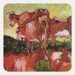 Cows (after Jordaens) by Vincent van Gogh Square Sticker