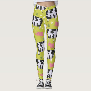 Cows And Pigs Pattern Leggings