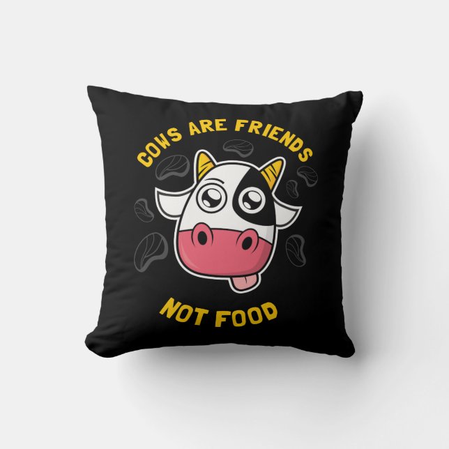 Cows Are Friends Not Food Throw Pillow (Front)