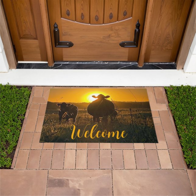 Cows at Sunset Welcome Doormat (Outdoor)