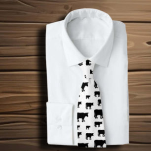 Cows Black White  Tie