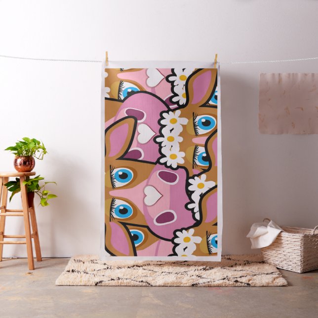 Cows Butterfly  Floral  Fabric (In Situ)