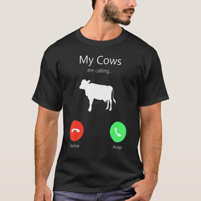 Cows Calling Phone Screen T-Shirt (Front)