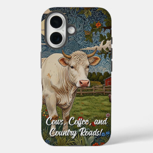 Cows coffee country roads iPhone 16 case