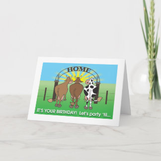 Cows coming home humourous birthday card
