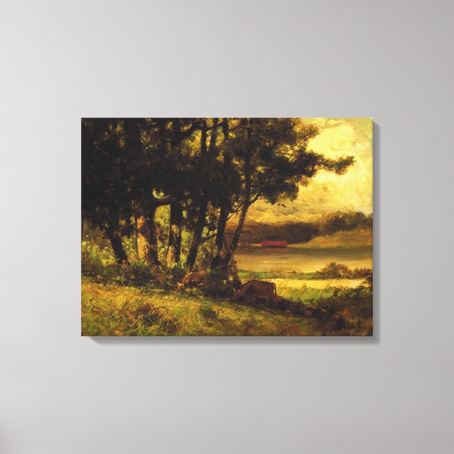 Cows Grazing Near River - Edward Bannister  Canvas Print (Front)