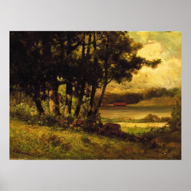 Cows Grazing Near River - Edward Bannister  Poster (Front)