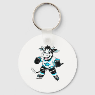 Cows Ice Hockey Keychain
