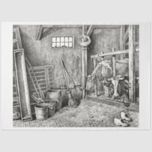Cows in a Barn Decoupage Vintage Farm Tissue Paper